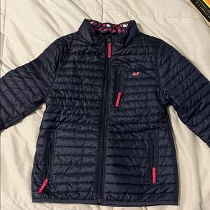 Vineyard Vines Navy and Pink Polka Dot Jacket